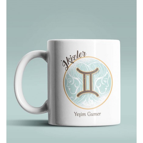 Kişiye Özel İkizler Burcu Temalı Astroloji Tasarım Üçlü Ofis Seti