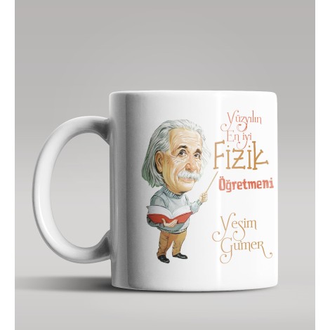 Kişiye Özel 100 Yılın En İyi Fizik Öğretmeni Temalı Beyaz Kupa