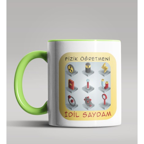Kişiye Özel Fizik Öğretmeni Tasarımlı Yeşil Kupa Bardak 4