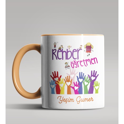 Kişiye Özel Rehber Öğretmen Tasarımlı Turuncu Kupa Bardak