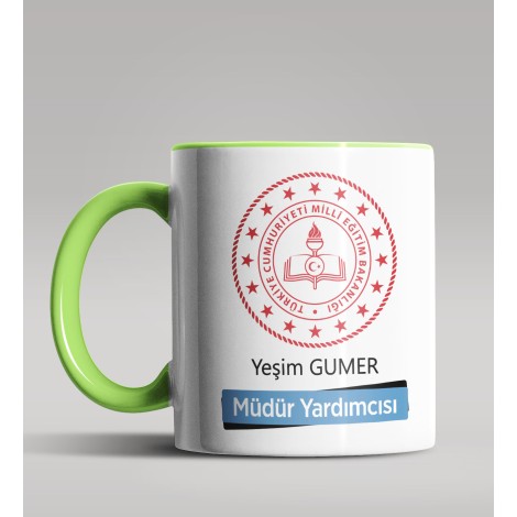 Kişiye Özel Müdür Yardımcısı Tasarımlı Yeşil Kupa Bardak 2