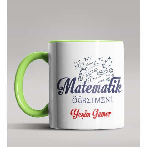 Kişiye Özel Matematik Öğretmeni Tasarımlı Yeşil Kupa 8