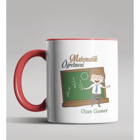 Kişiye Özel Matematik Öğretmeni Tasarımlı Kırmızı Kupa 9