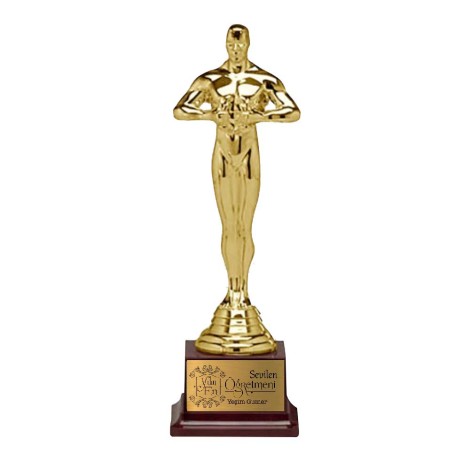 Kişiye Özel Yılın En Sevilen Öğretmeni Tasarımlı Oscar Ödül Kupası