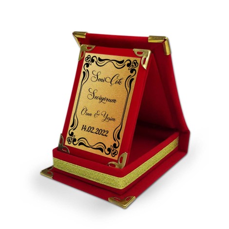 Kişiye Özel Seni Çok Seviyorum Temalı Mini Kırmızı Plaket