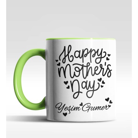 Kişiye Özel Happy Mothers Day Yeşil Kupa Bardak