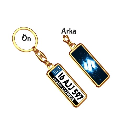 Kişiye Özel Suziki Parıltı Mavi Logo Tema Plaka Anahtarlık - Altın Krom Kaplama