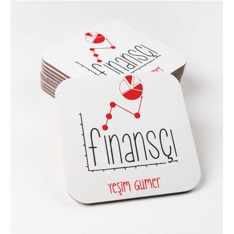 Kişiye Özel Finansçı 2 Temalı Bardak Altlığı | MDF Kare