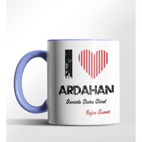 Kişiye Özel Ardahan Seninle Daha Güzel Tema Mavi Renk Kupa