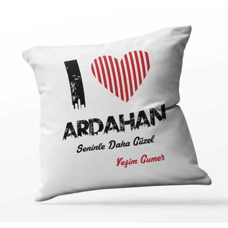 Kişiye Özel Ardahan Seninle Daha Güzel Tema Kare Saten Yastık
