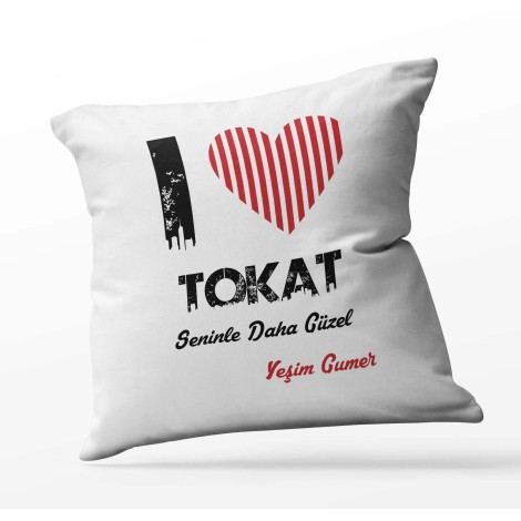 Kişiye Özel Tokat Seninle Daha Güzel Tema Kare Saten Yastık