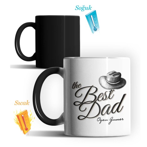 Kişiye Özel The Best Dad Tasarımlı Sihirli Kupa Bardak