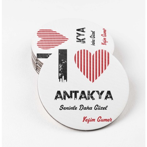 Kişiye Özel Antakya Seninle Daha Güzel Tema MDF Bardak Altlığı