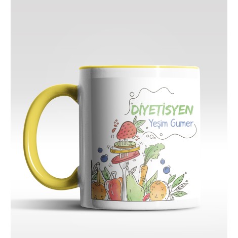 Kişiye Özel Diyetisyen Tasarımlı Sarı Kupa