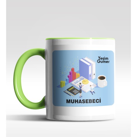 Kişiye Özel Muhasebeci Tasarımlı Yeşil Kupa
