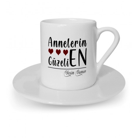 Kişiye Özel Annelerin En Güzeli Tasarımlı Beyaz Kahve Fincanı