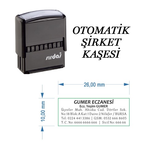 Eczane Otomatik Kaşesi | Sırdaş - Minik Boy