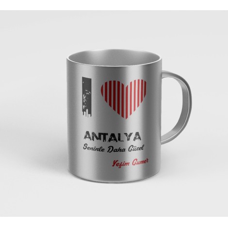 Kişiye Özel Antalya Seninle Daha Güzel Tema Gümüş Kupa - Gümüş