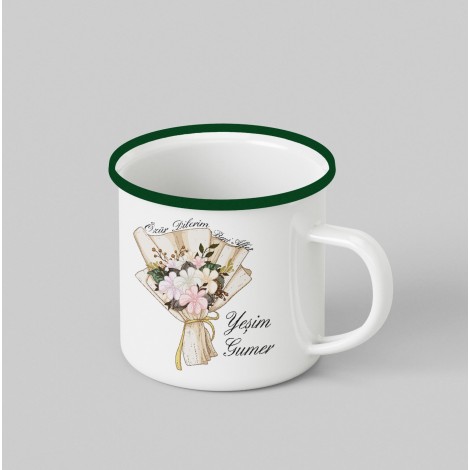 Kişiye Özel Özür Dilerim Beni Affet Tasarımlı Siyah Teacup - Yeşil