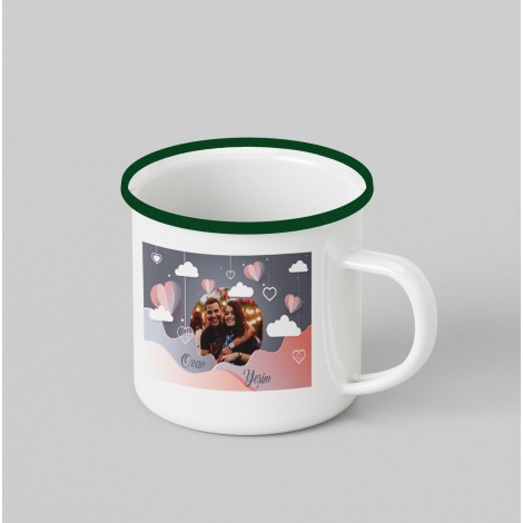 Kişiye Özel Fotoğraf Tasarımlı Siyah Renk Teacup - Yeşil
