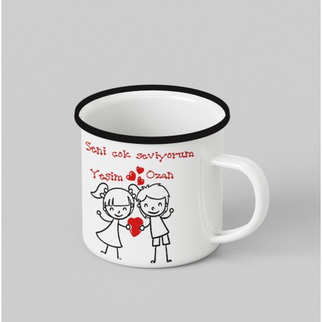 Kişiye Özel Kız Erkek Tasarım Siyah Renk Teacup - Siyah