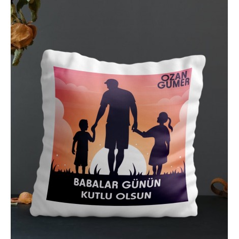 Kişiye Özel Babalar Günün Kutlu Olsun Temalı Kare Yastık