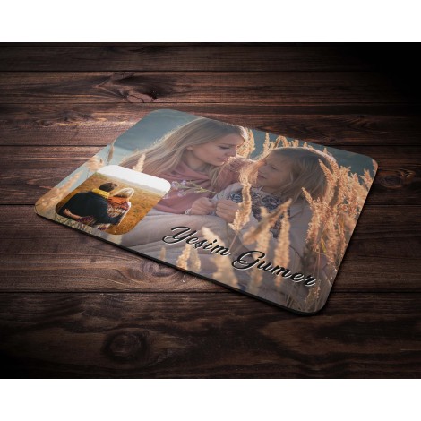 Kişiye Özel İki Fotoğraf & İsim Temalı Mouse Pad