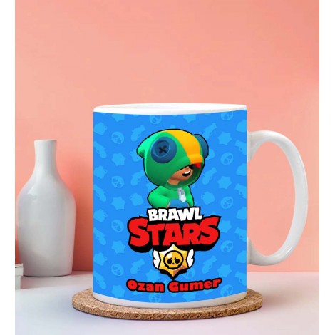 Kişiye Özel Brawl Stars Tasarımlı Leon Temalı Beyaz Kupa