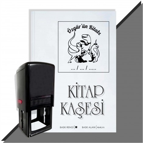 Kişiye Özel  Dinazorlar Tarihli Kitap Kaşesi - Siyah