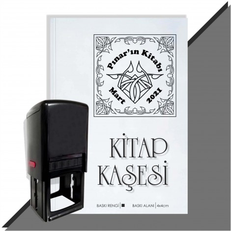 Kişiye Özel  Çerçeveli 3 Tarihli Kitap Kaşesi - Siyah
