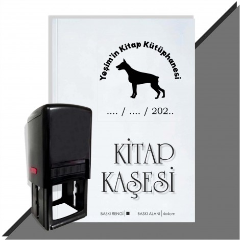 Kişiye Özel Köpek Silüet 30 Tarihli Otomatik Kitap Kaşesi - Siyah