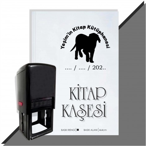 Kişiye Özel Köpek Silüet 14 Tarihli Otomatik Kitap Kaşesi - Siyah