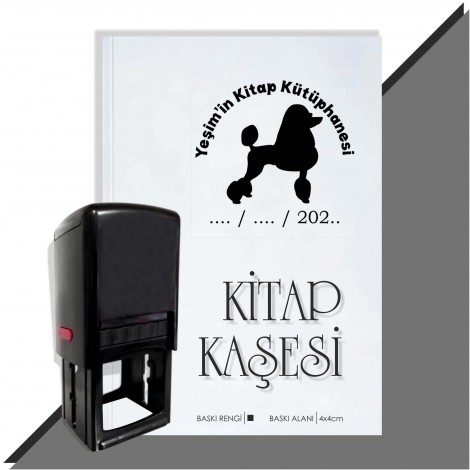 Kişiye Özel Köpek Silüet 13 Tarihli Otomatik Kitap Kaşesi - Siyah
