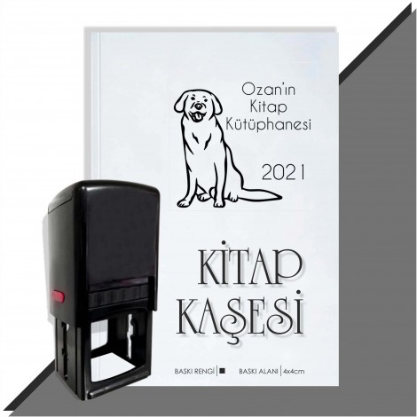 Kişiye Özel Sevimli Köpek 3 2021 Otomatik Kitap Kaşesi - Siyah