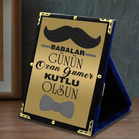 Kişiye Özel Babalar Günün Kutlu Olsun Temalı Lacivert Plaket