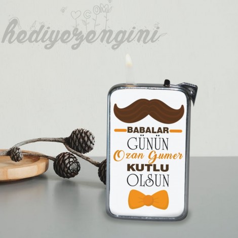 Kişiye Özel Babalar Günün Kutlu Olsun Temalı Metal Çakmak