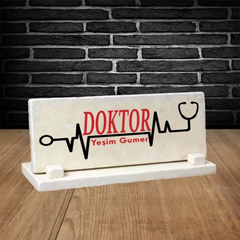 Kişiye Özel Doktor Temalı Doğal Taş Masa İsimliği