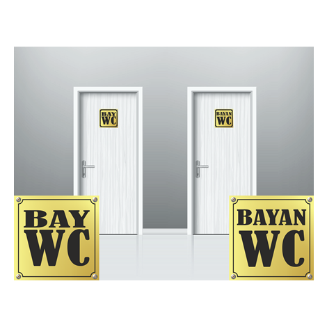 Wc Metal Kapı İsimliği - Altın Sarısı Parlak Metal