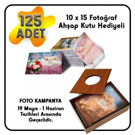Kişiye Özel 125 Adet 10x15 Fotoğraf Baskı | Ahşap Kutu Hediyeli