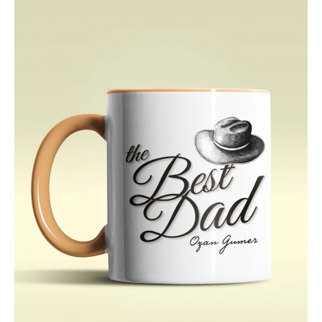 Kişiye Özel The Best Dad Tasarımlı Turuncu Kupa Bardak