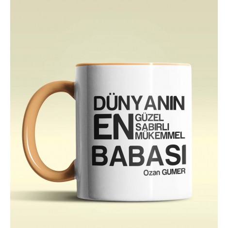 Kişiye Özel Dünyanın En En En Babası 2 Temalı Turuncu Kupa Bardak