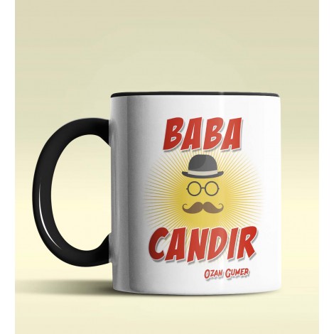 Kişiye Özel Baba Candır Tasarımlı Siyah Kupa Bardak