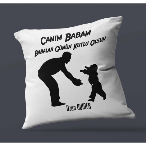 Kişiye Özel Babalar Günün Kutlu Olsun 9 Tema Saten Kare Yastık