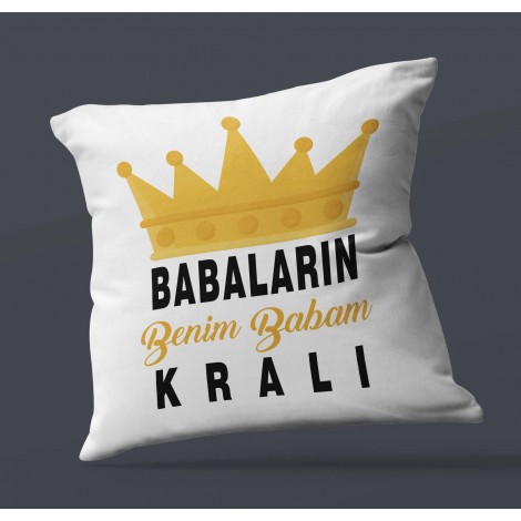 Babalara Özel Babaların Kralı 3 Tasarımlı Saten Kare Yastık