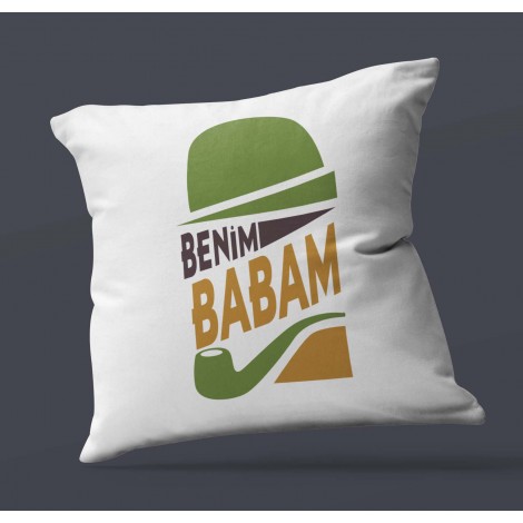 Babalara Özel Benim Babam Tasarımlı Saten Kare Yastık