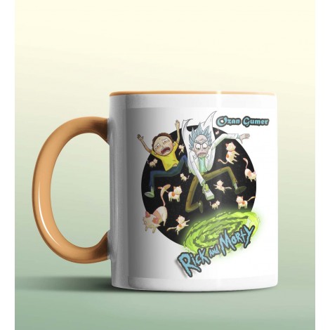 Kişiye Özel Rick and Morty 4 Turuncu Renk Kupa