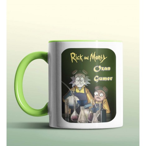 Kişiye Özel Rick and Morty Deney Yeşil Renk Kupa
