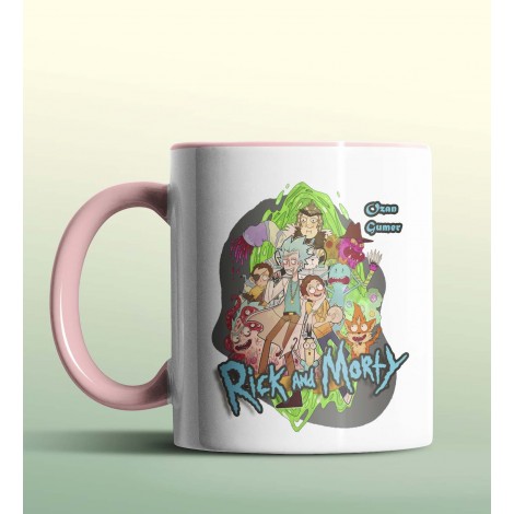 Kişiye Özel Rick and Morty Pembe Renk Kupa