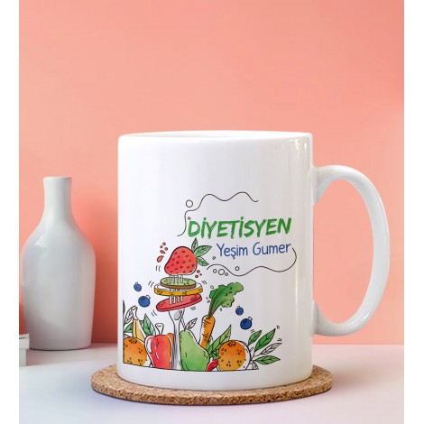 Kişiye Özel Diyetisyen Tasarımlı Beyaz Kupa