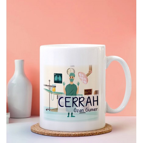 Kişiye Özel Cerrah Tasarımlı Beyaz Kupa